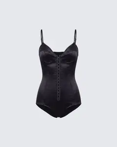 Aniyah Black Satin Romper