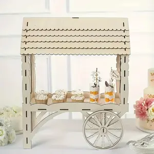 1pc 25" Mini Natural Wooden Tabletop Dessert Display Sweet Stall, Candy Cart Cupcake Stand, Room Decor, Home Decor