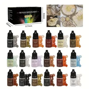 18 color metal alcohol ink painting set (0.17Oz per bottle), metal 3D diffusion effect, suitable for epoxy resin flow art, resin painting effect, 3D flow art, graffiti model painting, Easter, Halloween, Christmas