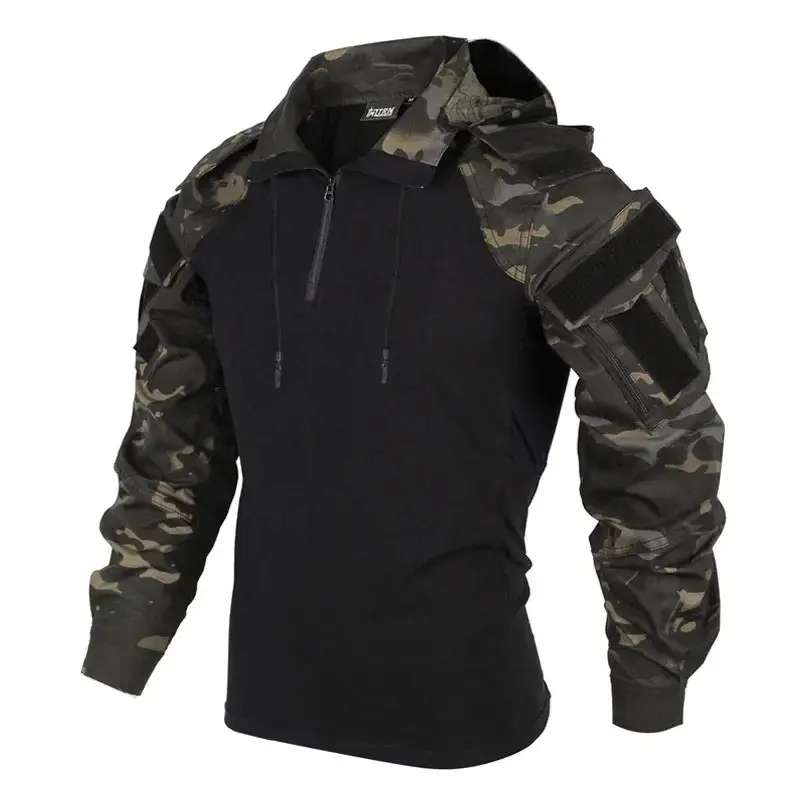 2026 Men's Camouflage Tactical Shirt Hooded Outdoor Work Shirt with Multiple Pockets, Essential Men's Top, Smart Casual Men's, Daily Men's Wear, Men's Tops, Men's Shirts, Men's Fashion, Casual Shirts for Men's