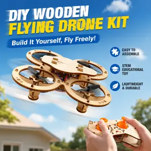 Beginner-Friendly RC Training Toy Bundle - 1PC Factory-Tested Mini Quadcopter with Stunt Flip Function, Remote-Ready RC Aircraft, DIY Wooden Building Set with Wooden Blocks, Included Batteries, Kids' Toys Durable