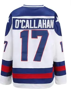 1980 USA Olympic Ice Hockey Team Jersey Red White and Blue Color Block Letter and Number Pattern Red Ice Hockey Shirt S to XXXL Sizes