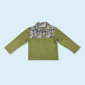 Kids boy camo design fall winter flannel pullover