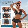 Hanna Nikole Women's High-Waisted Bikini Set - 2-Piece Retro Ruffle Swimsuit, Tummy Control, Wire-Free, Adjustable Straps, Quick-Dry Beachwear for Summer Swim