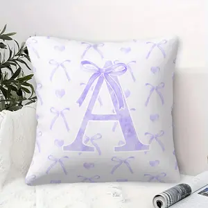 1 Pack Purple Bow Printed Throw Pillow - with Pillow Core, Creative A-Z Letter Design Cushion, Fashion Home Accent Pillow for Sofa, Bed, Office, Perfect Birthday/Holiday Gift for Girl