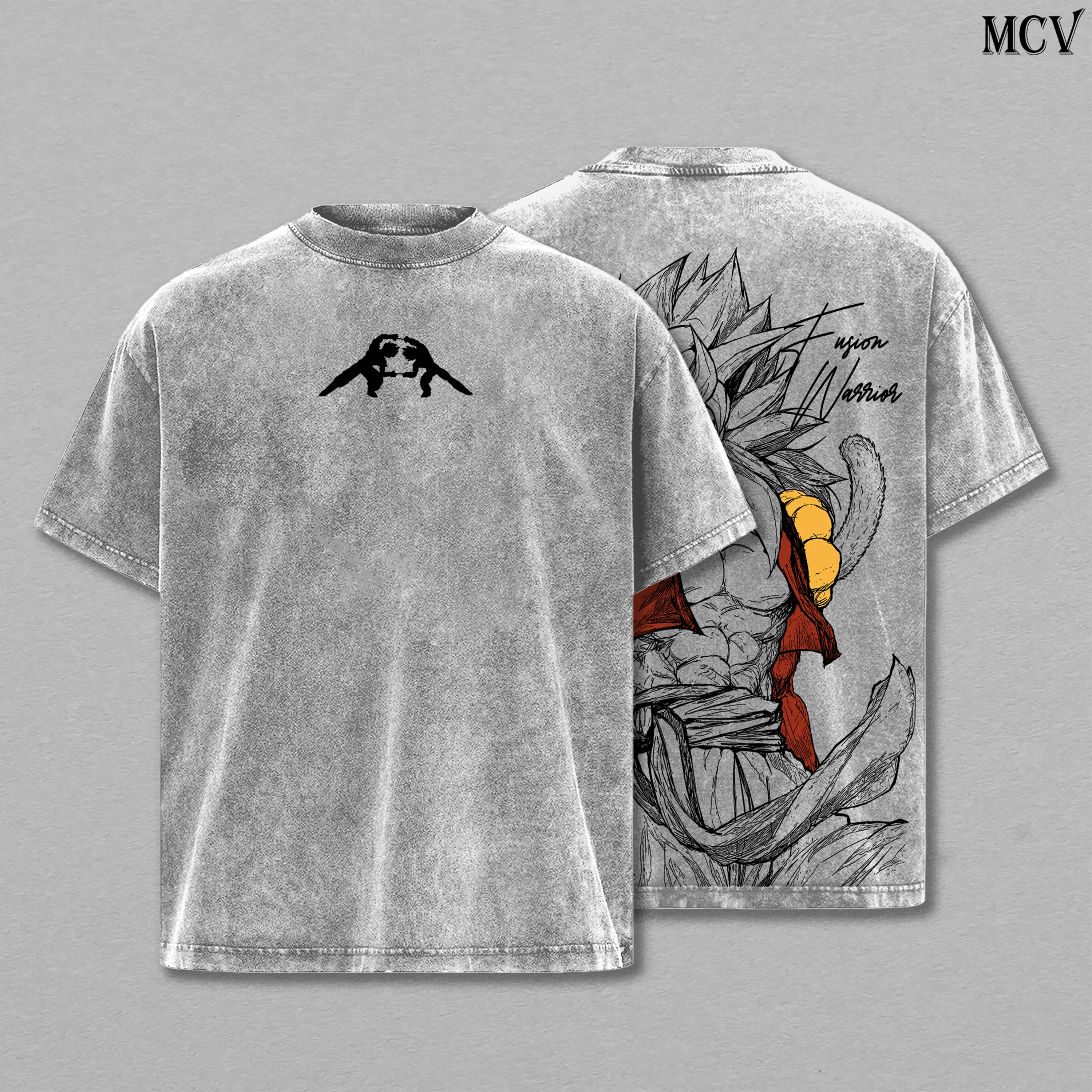 Gogeta's Tshirt washed – Fusion Warrior DBZ SSJ4 Gogeta Anime Manga Fusion Warrior Graphic Double Printed T-Shirt, Menswear Heavy Cotton Unisex Oversize Streetwear Vintage Edition