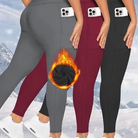 Ytech X 1/3/5Pack Leggings  Plus Size Fleece Lined Leggings with Pockets for Women High Waisted Warming Thermal Winter Yoga Pants for Workout Thick Leggings#TikTokShop#shopblackfriday#christmasgiftideas#blackfriday leggings