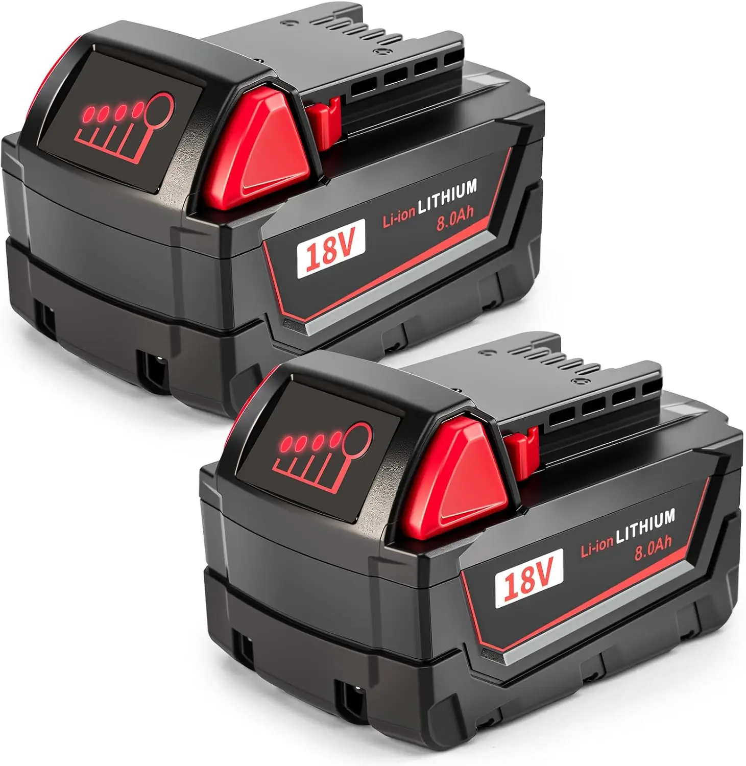 Upgraded 8.0Ah Replacement for Milwaukee M18 Battery Red XC Battery Compatible with Milwaukee 18V Cordless Tools&Chargers，48-11-1815 48-11-1820 48-11-1840 48-11-1850, 1/2/3/4 Pack High-Capacity long-lasting power lithium ion