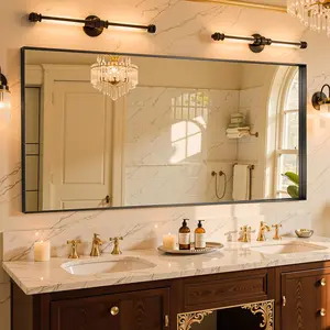 60"x28" Black Framed Bathroom Mirror, Large Rectangular Vanity Mirror, Aluminum Metal Frame, Wall Farmhouse Modern Wall-Mounted Mirrors for Bathroom, Bedroom, Living Room, Over Sink
