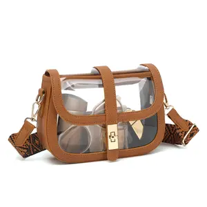 LOXOMU Clear Crossbody Bag Stadium Approved, Flap Over Clear Bag for Women