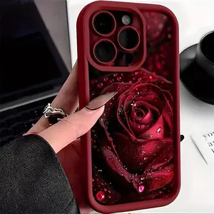 Phone Case: 1 Elegant Raindrop Rose High Bamboo Phone Case, compatible with iPhone 17/16/15/14/13/12/11/XS/XR/X/8/7 Plus/Pro Max/SE series, Halloween gift, Easter gift, birthday gift for girlfriend, boyfriend, friends, or yourself