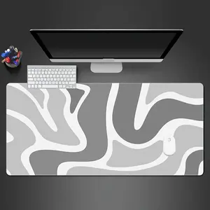 Large Gaming Mouse Pad with Non-Slip Rubber Base - XXL Extended Desk Mat for Keyboard & Mouse, Stylish Abstract Design in Gray & White, Perfect for Work, Gaming, Office & Home Use, Mouse Pads for Desk
