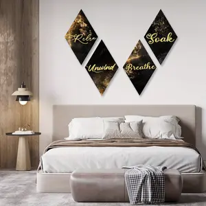 Marble Theme Bathroom Wall Decor Set, Abstract Marble Pattern, Flat Printed Thickness 0.11in, Wood Hanging Ornaments, Multifunctional Wall Art for Bathrooms, Party Decoration