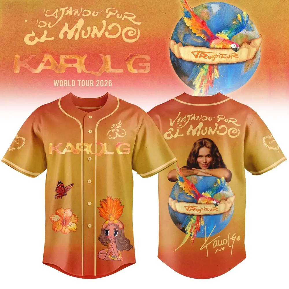 Viajando Por El Mundo Tropitour Jersey Limited Edition 2026 Orange, White, Black, Fan Gift