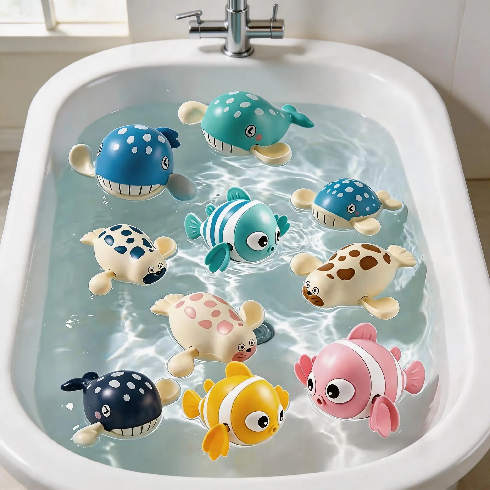 6PC Animal Wind-Up Floating Bath Toys for Toddlers 1-3, Infant Water Swimming Pool Accessories, Outdoor Summer Party Toy Set