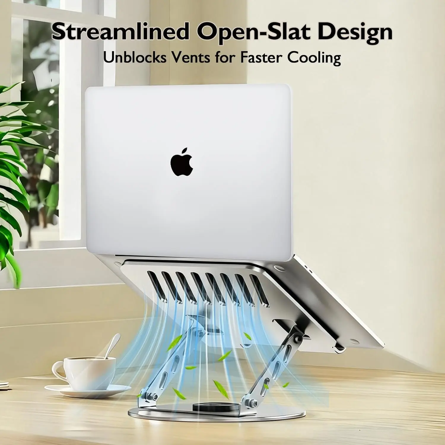 All-Metal Ergonomic Laptop Stand for Desk - 360° Rotatable, Adjustable Height, Foldable Riser Holder, 4 kg/8.8 lbs, Compatible with MacBook Pro/Air, Dell XPS, HP Notebooks (10-17.3 inches)