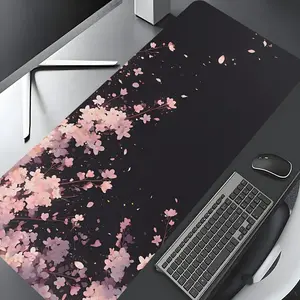 Cherry Blossom Pattern Mouse Pad, Rectangle Gaming Mouse Pad, Non-slip Rubber Pad, Aesthetic Desktop Decoration Protective Pad for Laptop, Computer, Office Desk Accessories