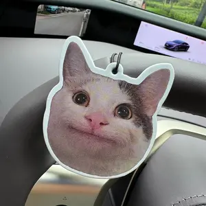 Sad Cat Emoji Car Air Freshener, Car Scents, Hilton Hotel Scent, Long-Lasting Aromatherapy Paper Pendant, Stress Relief Accessory for Rearview Mirror