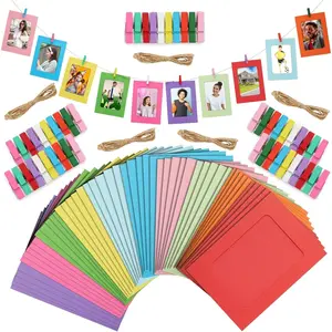 Paper Picture Frames - Hanging Photo Display - DIY Craft Projects - Easy Install with Photo Hanging Clips String - 10 Colors, Pack of 50, Fits 4x6 Prints