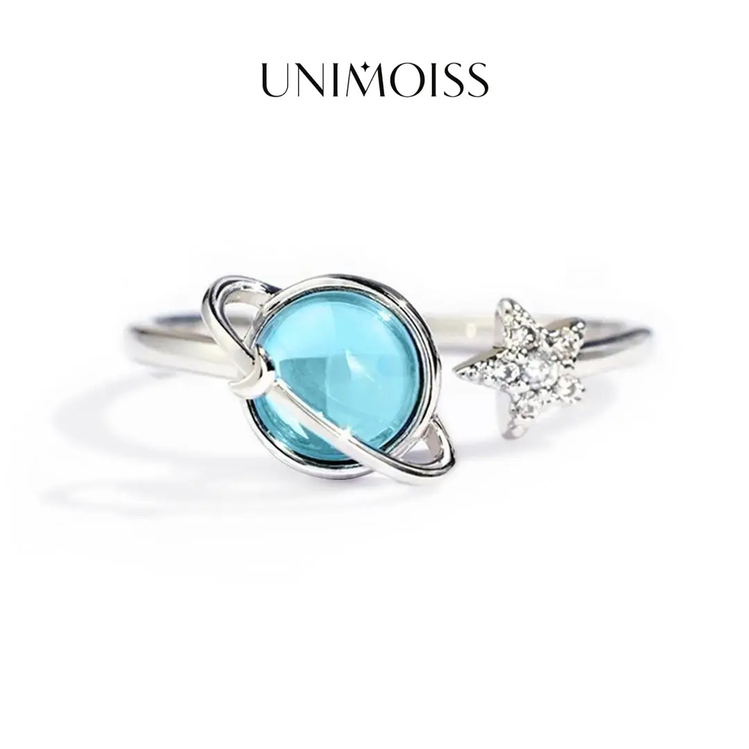 UniMoiss Dream Planet Star Ring Cubic Zirconia Jewelry Christmas Birthday Weddings Anniversaries Party Gift Daily Wear
