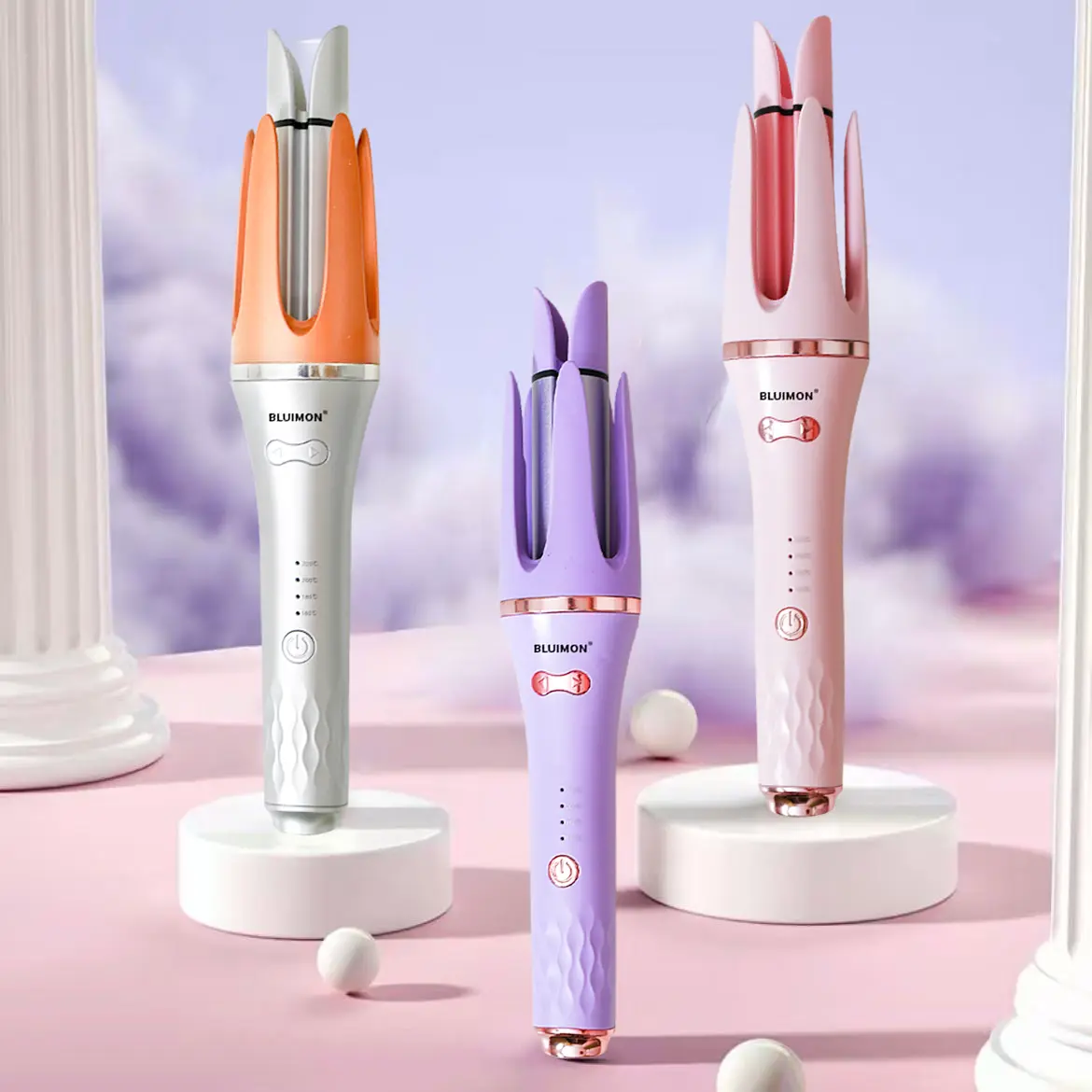 Automatic Rotating Curling Iron with 4 Temperature Fast Heating, Auto Hair Curler with Timer Settings, Anti-Tangle, Automatic Shut-Off and Scalding for Hair Styling