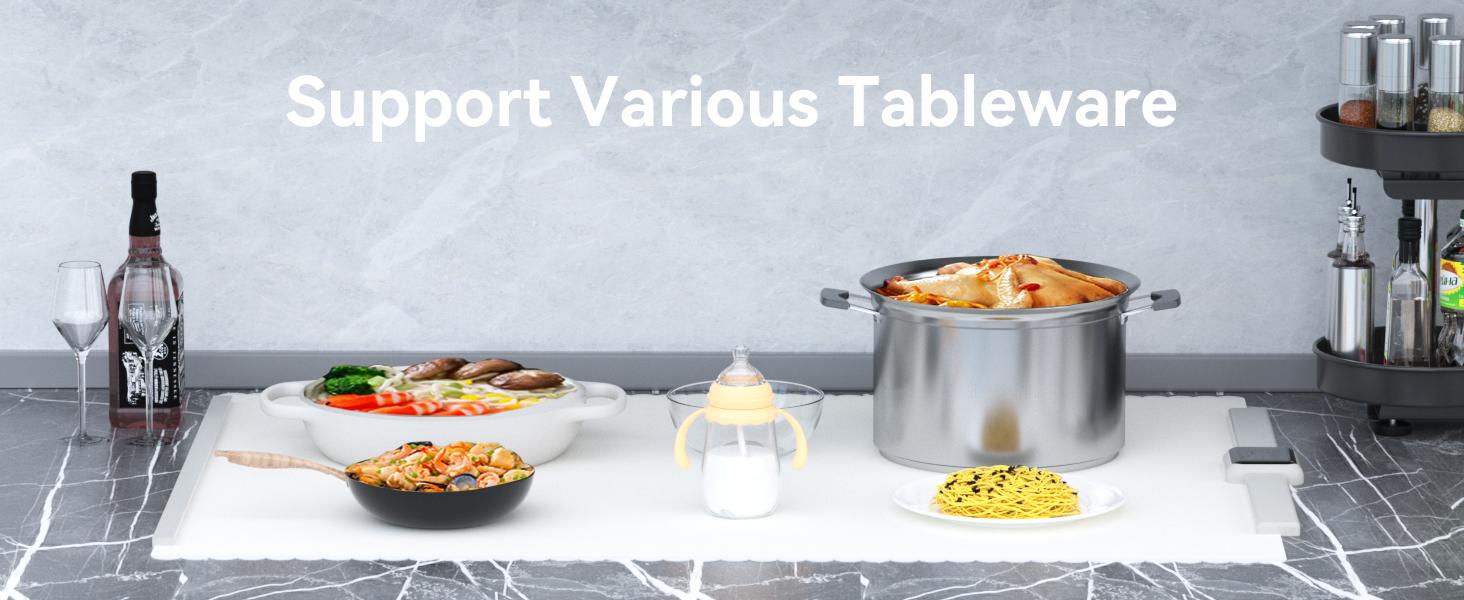 Food Warmer Mat, Electric Portable Silicone Warming Plate, Roll Up Heating Tray for Food, 5 Heat Levels, 24x15.7, (White) Food Warmer Mat, Electric Portable Silicone Warming Plate, Roll Up Heating Tray for Food, 5 Heat Levels, 24x15.7, (White)