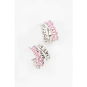 PINK TRIPLE HOOP EARRINGS