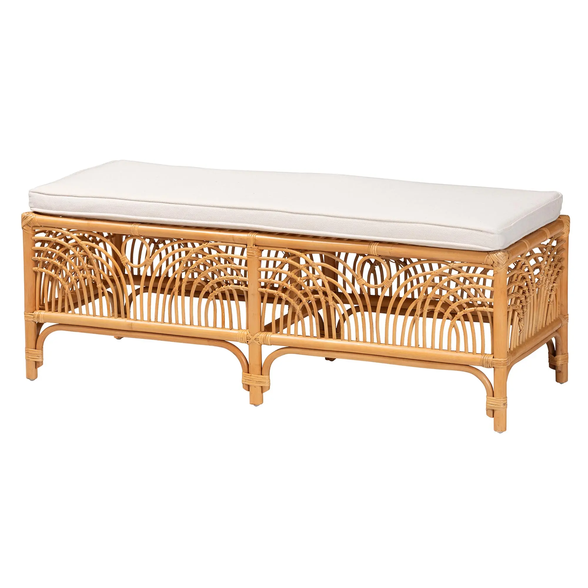 Bali & Pari Materra Upholstered Boho Benches & Banquette - Light Honey Indoor Lounge Furniture