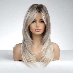 Gradient Gray Layered Women's Synthetic Wig