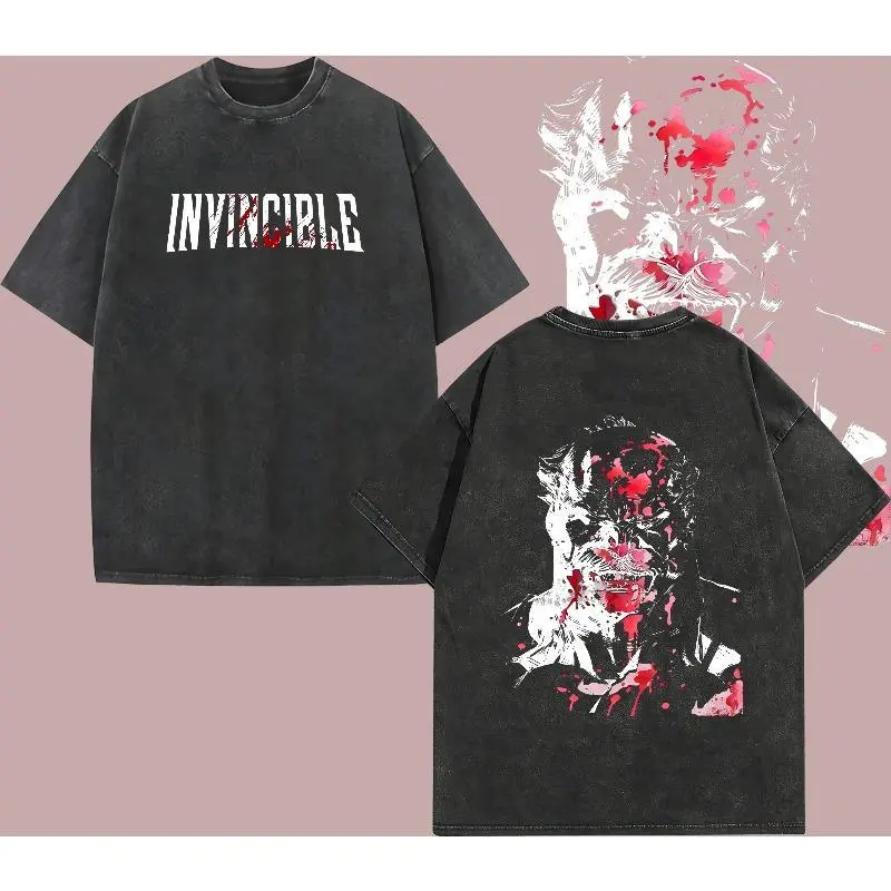 Superstyle Limited Edition Invincible War Viltrumite Comic Two Sided Acid Washed Graphic Tee Unisex Oversized Lightweight Premium Cotton Retro TV Series Streetwear Casual Short Sleeve Top Trendy Daily Wear Perfect Gift For Adult Comic And Show Fans