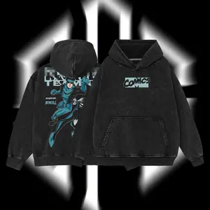 Superstyle MTU Spidey-Man vs Mark Grayson Invincible War Comic Hero MCU Comics Double Printed Oversize Lightweight Acid Washed Tee Hoodie TV Series Graphic Design Unisex Top Cotton Streetwear T-Shirt Hoodie Sweater Clothes Menswear