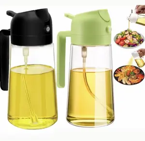 [Multiple Batches]Original 16oz/470ml Olive Oil Dispenser Bottle for Kitchen Gadgets and Air Fryer Accessories - Olive Oil Sprayer for Cooking w/Stickers - Black&Green