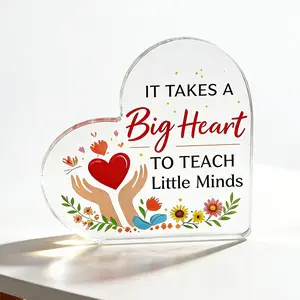 Teacher Appreciation Gifts End of Year, Acrylic Heart Shape Plaque for Women Men, Thank You Keepsake for Teacher Retirement, Classroom Appreciation Gift from Student Parent