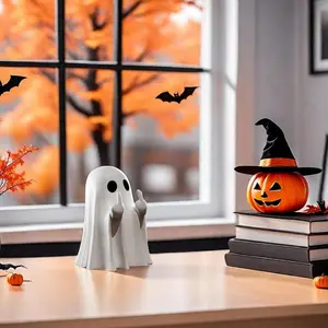 Halloween Ghost Figurine | Spooky Cute Resin Ghost Statue | Finger Ghost Ornaments For Indoor & Outdoor Porch Décor | Haunted House Decoration | Viral Holiday Home Essential | Must Have Halloween Party Prop For Scary & Fun Vibes