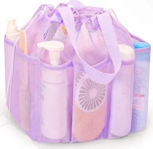 Portable Mesh Shower Caddy with Drawstring – Perfect for Dorms, Camping, Gym, and Travel- Purple