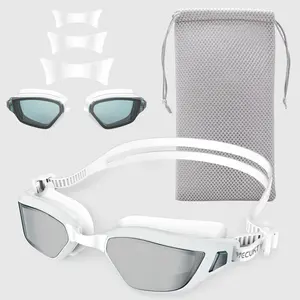 Vecukty White Swim Goggles for Teens & Adults, Sports Eyewear with Anti-Fog Lens, Leak-Proof Seal, Silicone Frame, Comfortable Stylish Design for Pool and Open Water