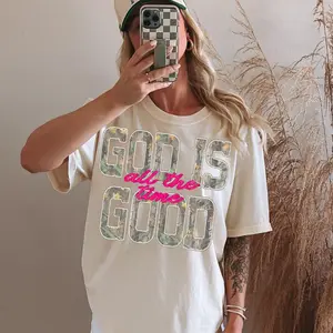 God Is Good All The Time Tshirt, Trendy Retro Distressed Camo Christian Tee, Retro Faith Jesus Bible Verse Shirt, Religious Gift