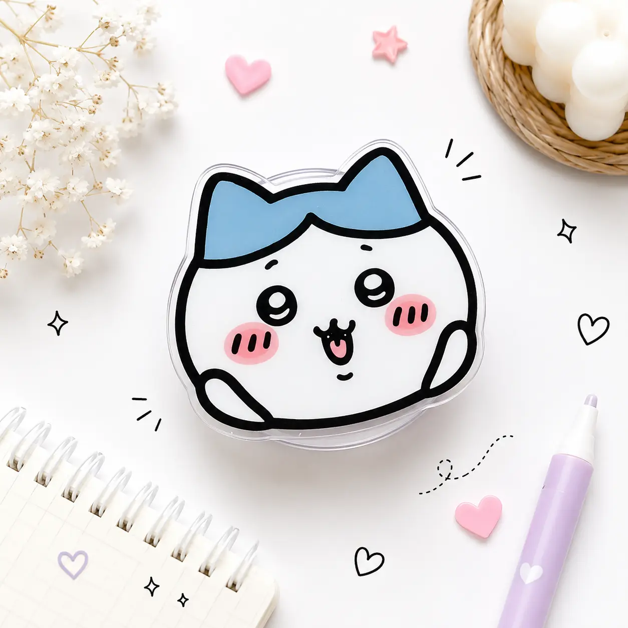 Chiikawa Kawaii Phone Grip - Usagi Hachiware Acrylic Grip Stand - Cute Animal Phone Holder Accessory