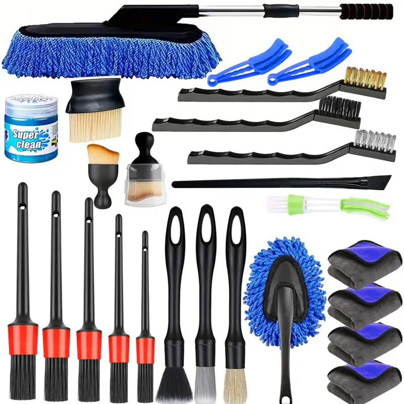 Professional Car Wash Detailing Kit - Auto Accessories for Drivers & Car Enthusiasts, Universal Interior Brushes, Towels, Cleaning Gel, Surface Cleaner for Interior-Exterior-Wheel Care (Great for Birthdays)