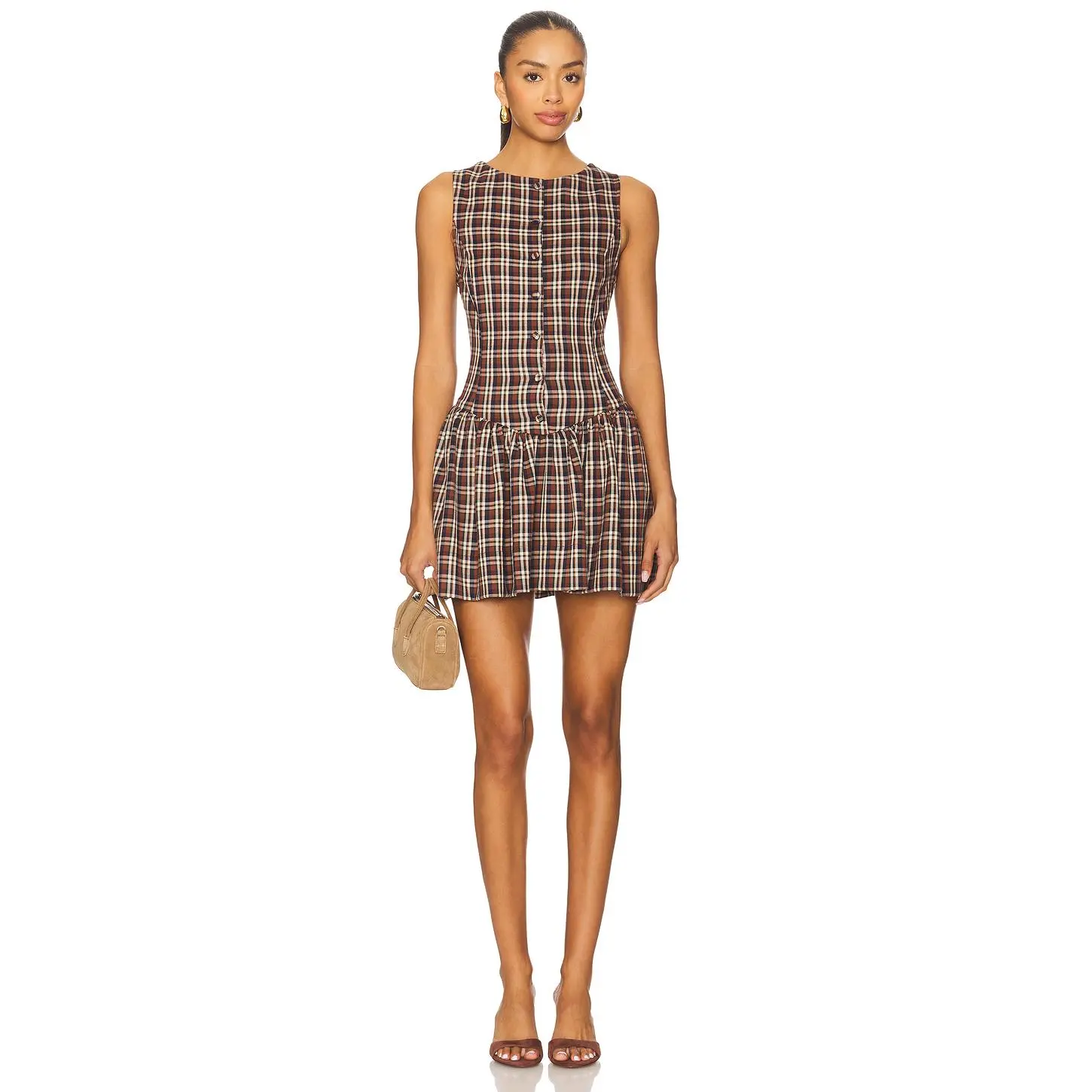 Show Me Your Mumu Meester Mini Dress in Saddle Plaid