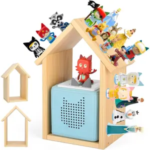 for Tonies Box Tonies Shelf House Tonies Storage with 40Pcs Adhesive Metal Plate, for Tonie Shelf Magnetic Tonie Storage Shelf, Compatible with Tonie Box Player Character for Children Room Decor Gift Light