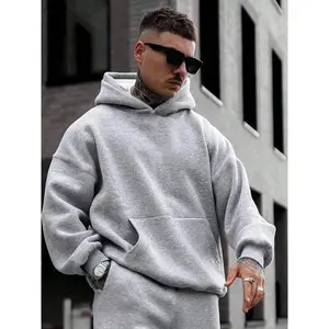 Men's Solid Drop Shoulder Hoodie, Fashion Casual Loose Pocket Hooded Sweatshirt for Daily Holiday Outdoor Wear, Men Clothes for?All Seasons