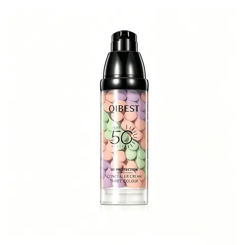 3-in-1 Color Correcting Facial Makeup Primer with SPF 50 - Triple Color Bead Formula, Oil Control for Oily Skin, UV Protection, Moisturizing, Waterproof, Brightening, All Skin Types, Daily Care Prep Face Base