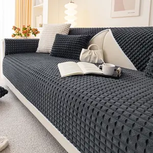 Solid color sofa cover 1 comfortable winter short plush sofa pad - Four season universal fabric - Protect bedroom and living room furniture - Add fashionable home decoration