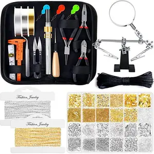 All-in-One DIY Jewelry Making Supplies Kit, Complete Handmade Craft Tools Set with Earring Hooks, Charms, Chains, Wires & Metal Findings, Ideal for Adults Jewelry Creation Repair Handcraft Projects