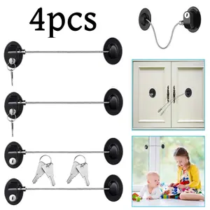 4 pcs Refrigerator Locks with Keys Fridge Lock and Safety Cabinet Lock Fridge Refrigerator Locks Install Cabinet Locks with Key