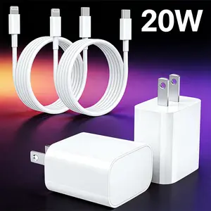 20W PD TypeC-PD Fast Charger Blocks with 10-Foot Fast Charging Cables, Compatible with 14/14 Plus/13/12 Pro Max/XR/XS Max - White