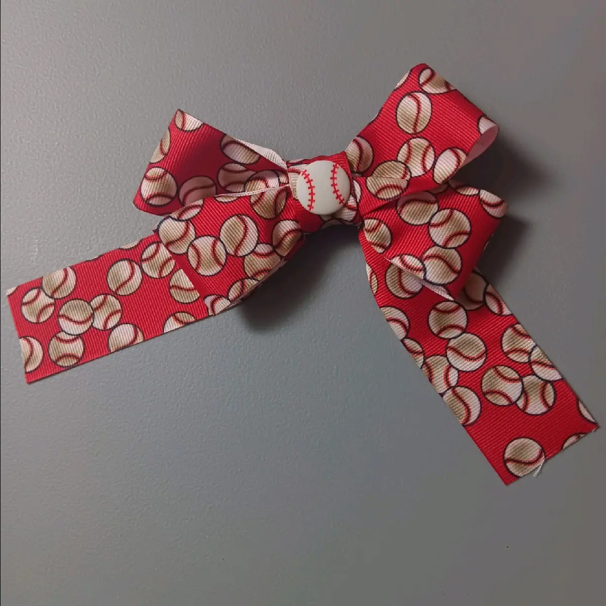 Handcrafted Boutique Baseball Hairbows with adorable baseball in the center
