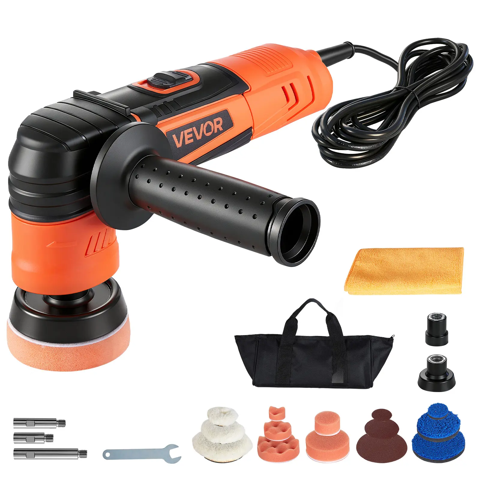 【summerfinds】VEVOR Car Buffer Polisher, 1.2"/2"/3" Rotary Polisher Buffer, 600W 6 Variable Speeds 1000-4500RPM Car Polisher Waxer Kit for Cars Detailing, Waxing, Polishing, Scratch Removal