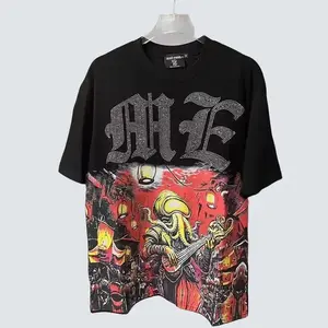 2025 Mixed Emotion Embroidery Rhinestone Logo T-shirt Men Women Classic Evil Drink Coffee Graphic T Shirt Oversized Tops Tee
